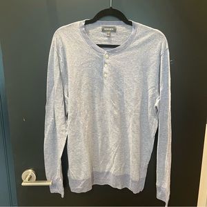 Bonobos Cotton Linen Henley Sweater in Blue/White Size Large